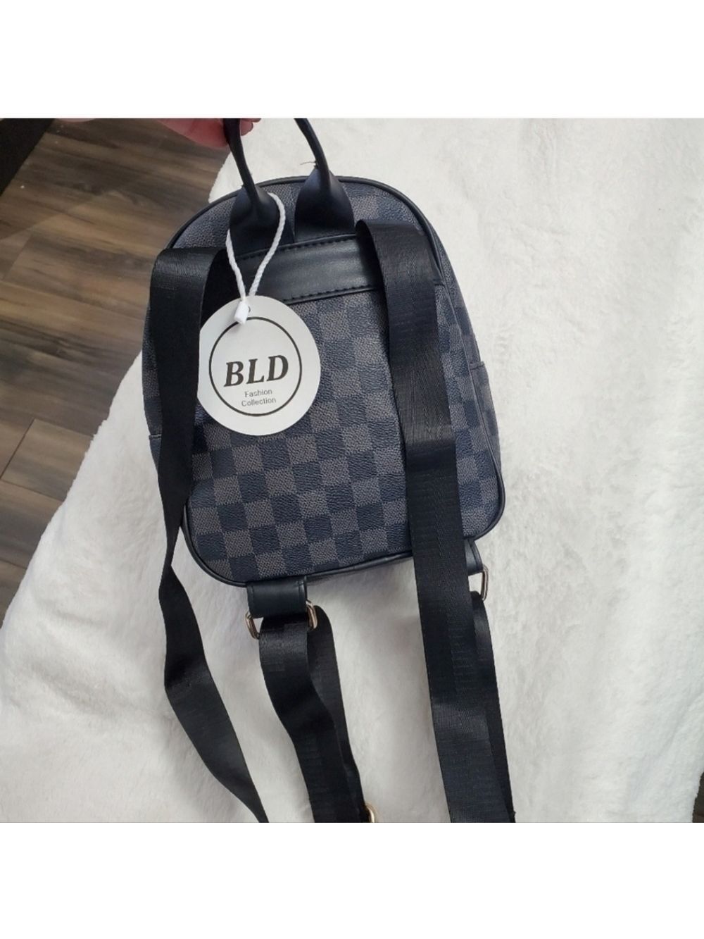 BLD Fashion Collection Check Pattern Mini Backpack - Picture 3 of 8